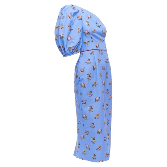 MARKARIAN Laurel Cotton Periwinkle Floral Print One Shoulder Dress Size 4 NWT - Picture 8 of 16